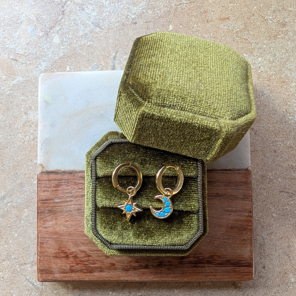Celestial Gold And Turquoise Earrings